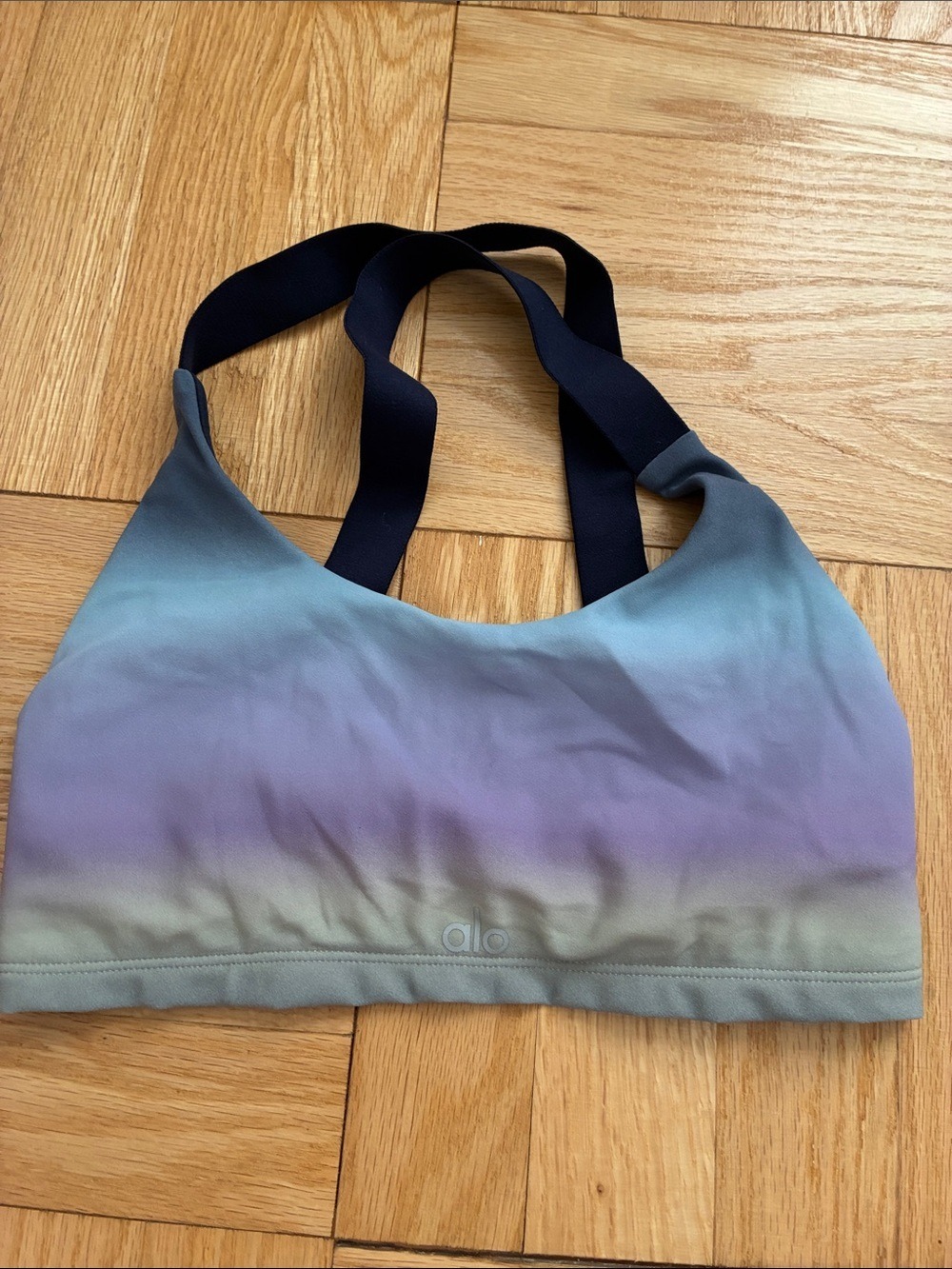 Alo Yoga Sports Bra Blue Lavender Ombre Navy Straps XS